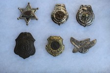 LOT of 1950 s-60's Toy Metal Badges. SHERIFF, SPECIAL POLICE, FIRE CHIEF, SPACE