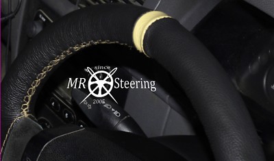 FÜR 06-11 MERCEDES ML W164 ECHT SCHWARZ LEDER LENKRAD BEZUG + CREME GURT