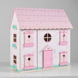 pink wooden dolls house