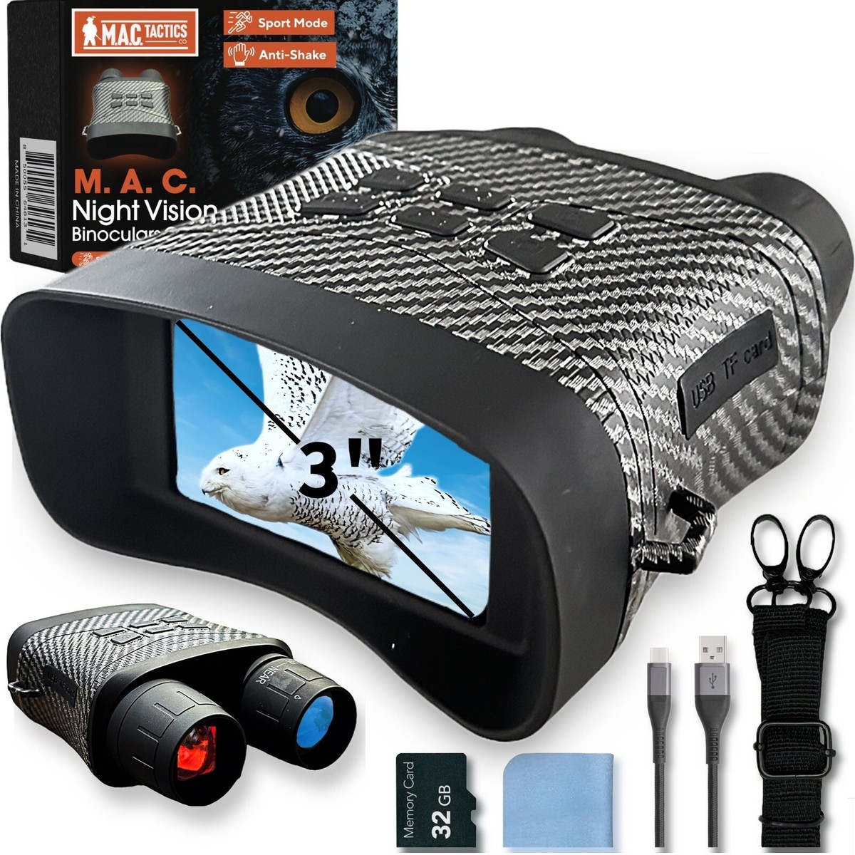 Night Vision Goggles 4K Binoculars 42MP Anti-Shake For Darkness