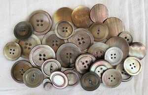 42 Smoky Gray Iridescent Antique Mother of Pearl Buttons -  Many Sizes & Kinds