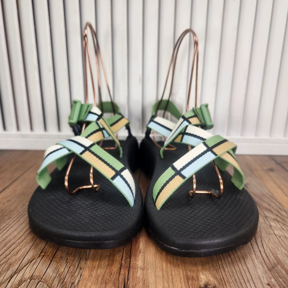 Chaco Z/1 Classic Block Green Women's Sz 7 Black Colorful Hiking Strappy Sandals - Image 3 of 4