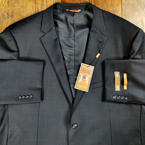 New With Tags Martino Uomo Moda Men's 54L 50W Dark Navy Wool Blazer / Sport Coat - Afbeelding 1 van 19