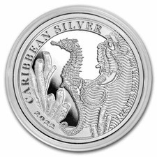 2022 Barbados Seahorse 1 oz .999 Fine Silver Coin ONLY 10,000 minted Ocean Life 108.99 per troy oz
