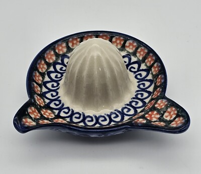 Polish Pottery Juice Reamer Small Ceramika Artystyczna Blue Orange Red 5''