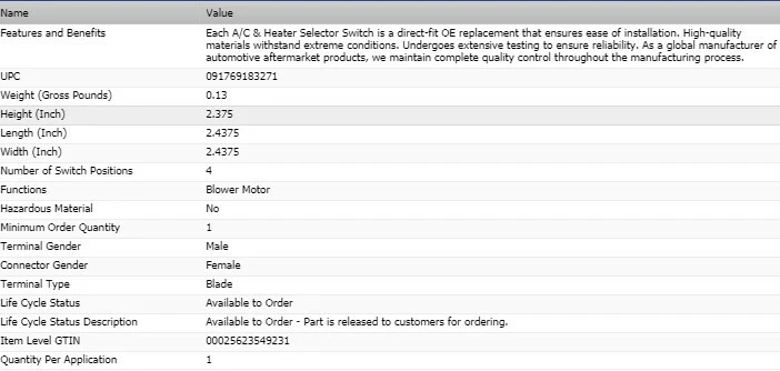 Interruptor de control de calefacción HVAC estándar para Ford F650 2005-2006 Foto 2 de 4