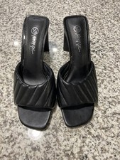 Nasty Gal Black Quilted Square Toe Mule Heels 5