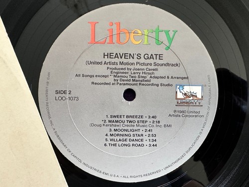 DAVID MANSFIELD Heaven's Gate OST Soundtrack LP '80 LIBERTY Folk Tested EX+ - Picture 2 of 6