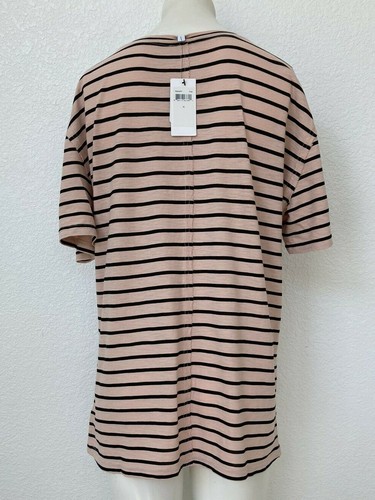 Splendid Split Crew Neck Pink & Black Striped Tunic Top Size Medium NWT - Picture 5 of 7