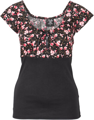Küstenluder DIXIE Vintage MAGNOLIA Blüten FLOWER Bow Bluse SHIRT Rockabilly