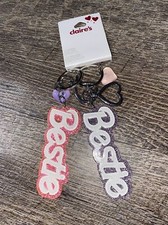 Claire s Pink Purple BFF Besty keychain bag Backpack clip set