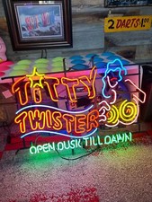 Titty Twister Open Dusk Till Dawn Neon Light Sign Lamp Wall Decor Club FB 24x20