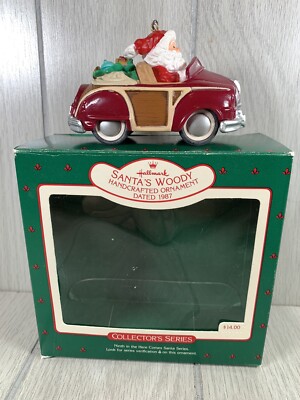 1987 Hallmark Christmas Ornament HERE COMES SANTA SERIES #9 Santa s Woody Car