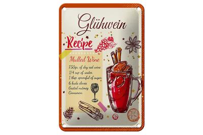 Blechschild Rezept Glühwein Recipe Mulled Wine 12x18 cm Deko Schild