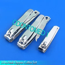 New 3pc Nail Clipper Cutter Set - Straight + Curved + Mini Cutting Edges w/ File