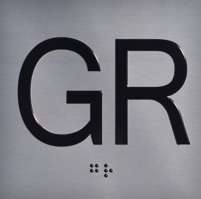 Ground (GR) Floor Elevator Jamb Plate Sign with Braille and Raised..-REF24-1027