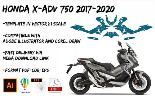 Honda X Adv 750 17 Template Vector 1 1 Real Scale Eps Pdf Cdr Format Ebay