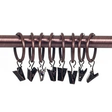 Lavish Home Curtain Rod Ring Clips,1.25-Inch, Copper Set of 8 New Free Ship