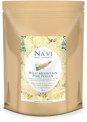NA'VI ORGANICS Wild Harvested Raw Mountain Pine Pollen - Broken Cell Micro-powder