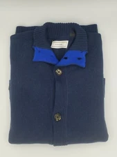 Five Four Navy Blue Button-Up Medium Weight Turtleneck Style Sweater L