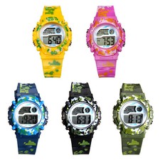 Children Sports Multifunction Silicone Band Camouflage Electronic Wrist Watches