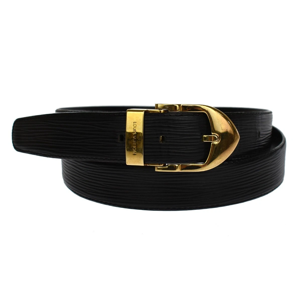 LOUIS VUITTON Ceinture Classic Belt Epi Leather 110 44 Black Gold