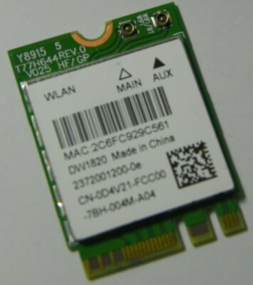 Dell DW1820  D4V21 Qualcomm Atheros QCNFA344A Dual Band 802.11ac BT NGFF