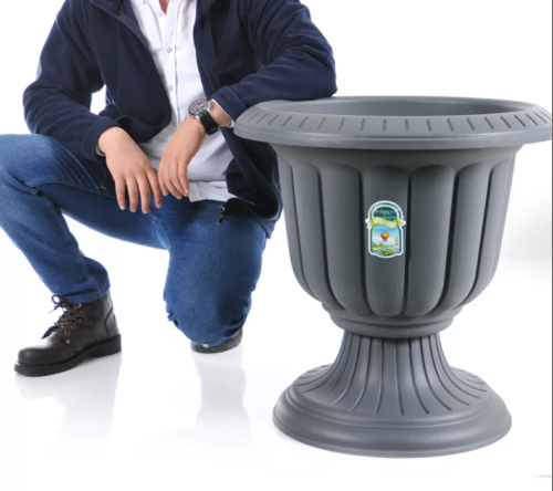 Plastic Round Garden Urn Plant Pot Planter Outdoor Garden Stand Round -3 colours - Picture 9 of 14