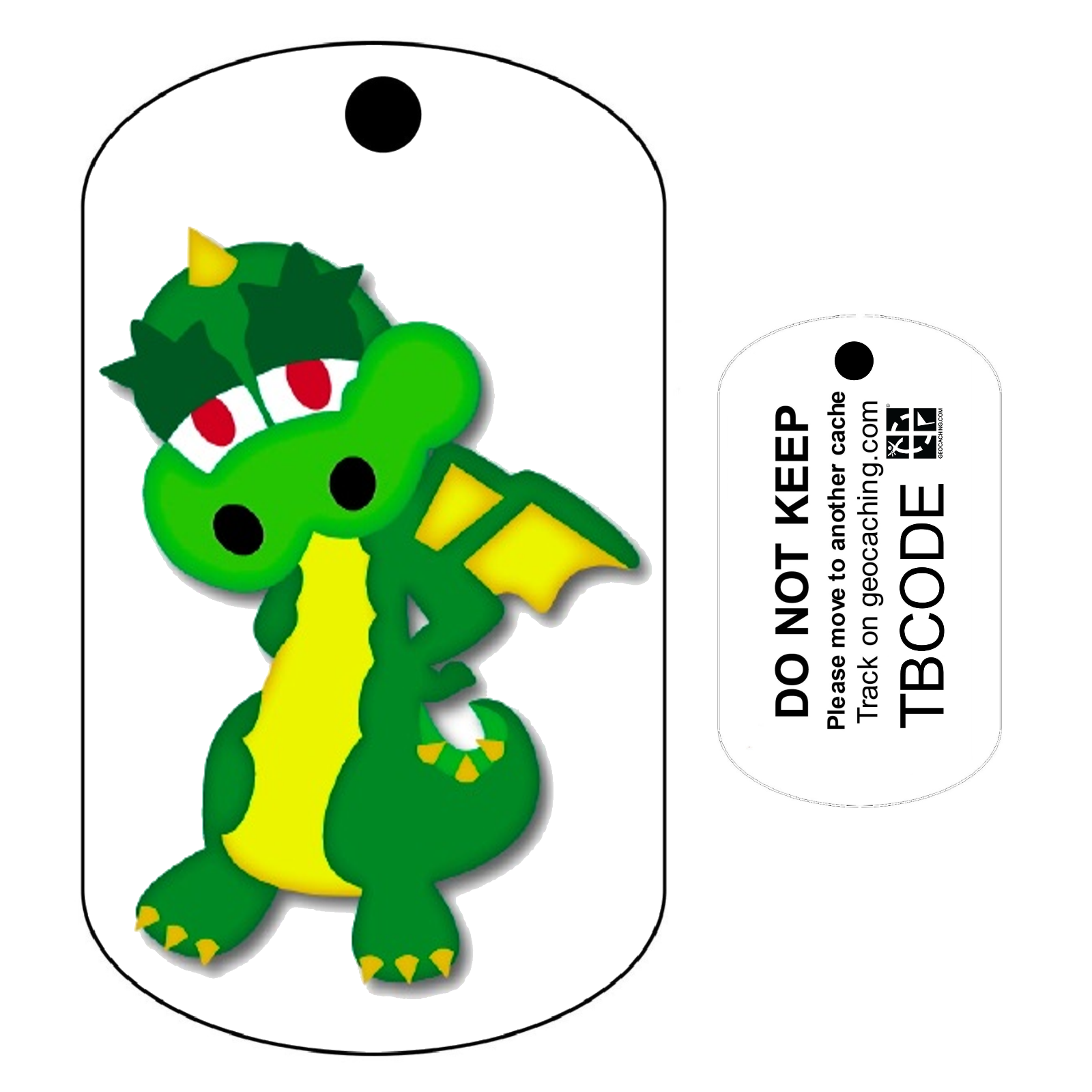 Greeny the Dragon (Travel Bug) For Geocaching - Trackable Tag - Unactivated