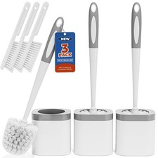 Best Toilet Brush 3 Pack Brush and Holder Set Bathroom Accessories, Bowl with
