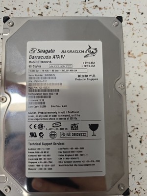 60GB IDE Seagate Barracuda ATA IV ST360021A P-ATA 7200rpm 2MB 3.5'' Hard Drive