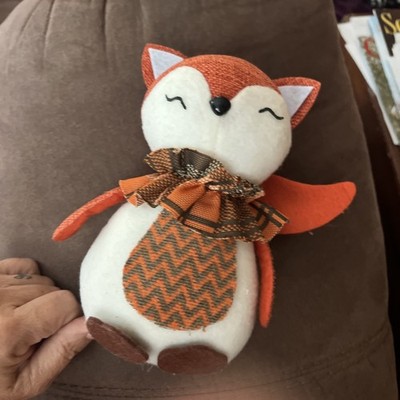 Felt & Canvas Fox Plushie weighted bottom 7'' tall Stick Out Tail Feet And Arms