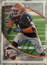 2009 Upper Deck Football Heroes Silver 197/199 Vontae Davis #172 Auto