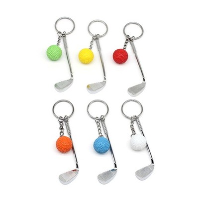 6Pcs Golf Keyring Car Key Holder Golf Keychain with Golf Club and Golf Ball Golf