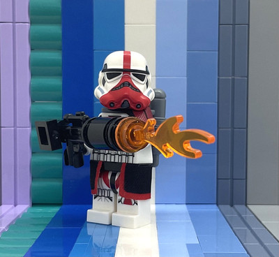 Lego star wars GCC RED  Imperial Flamethrower Stormtrooper + Backpack and Flames