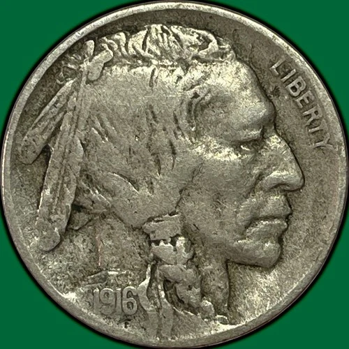 1916-D Buffalo Nickel Very Fine VF Coin, Scratch #36973