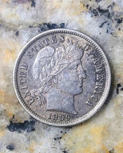 1899 Barber Dime 90% Silver Beautiful Coin And Toning Extremely Fine