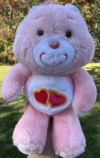 Vintage 1983 Love A Lot Bear Pink Hearts Plush Kenner Care Bears Stuffed Animal