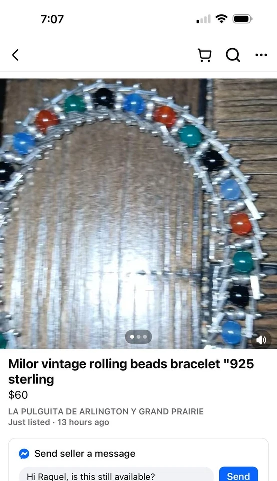Pulseira de prata esterlina com contas rolantes Milor - Imagem 3 de 3