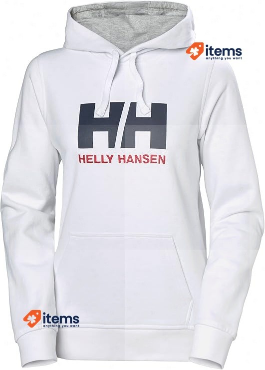 Sudadera Con Capucha HH Logo Para Mujer Helly Hansen Transpirable Blanca Pequeña