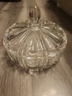Vintage Anchor Hocking Clear Glass Old Cafe Candy Dish with Lid