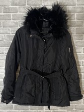 Alessandro Zavetti Milano Ladies Medium Black Puffer Jacket Faux Fur Hood.