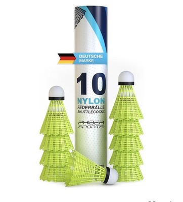 Badminton Federbälle 10er Set Nylon Shuttlecock Federball Indoor Outdoor Gelb