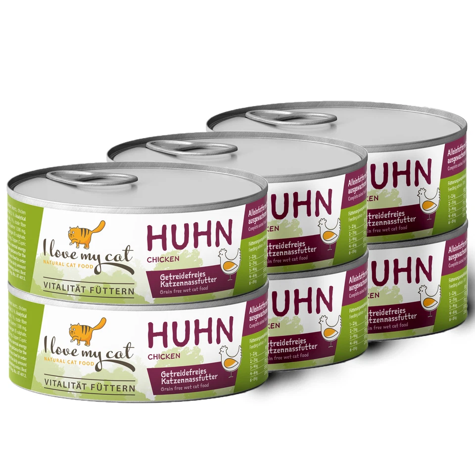 (14,15 EUR/kg) Nourriture humide pour chats au poulet - 6x100g - Photo 1/4