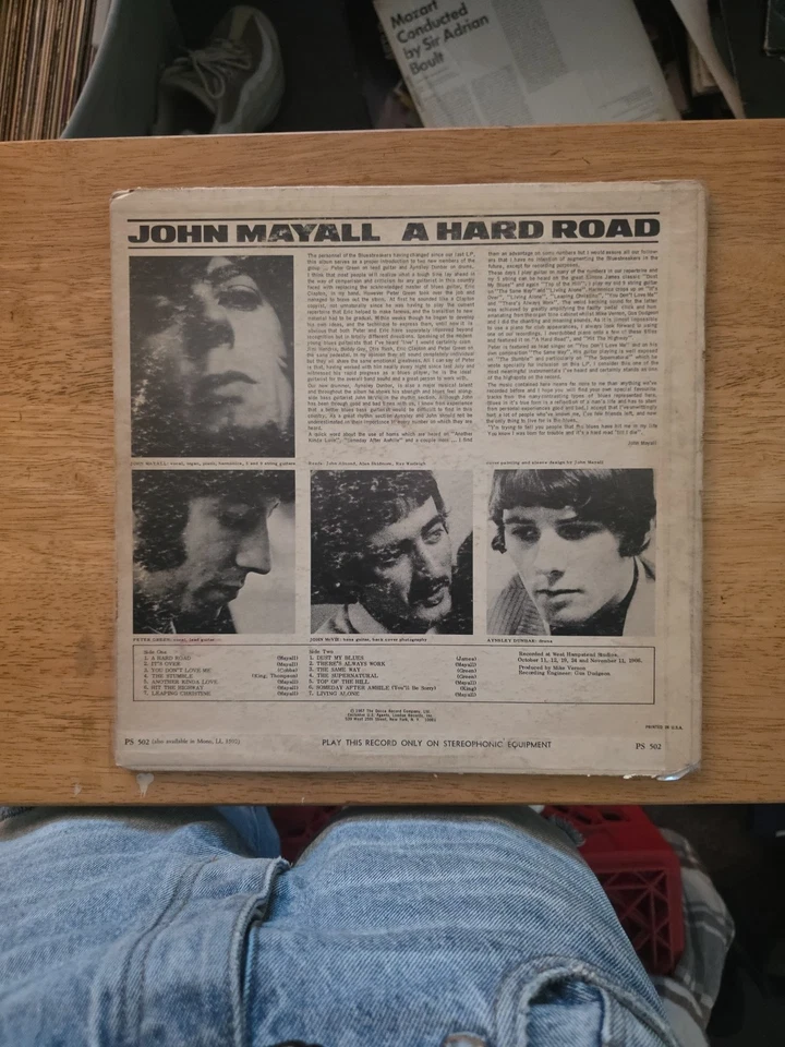 John Mayall Bluesbreakers Hard Road PS502 Stereo Records Vintage 1967 Vinyl VG+ Foto 2 de 4