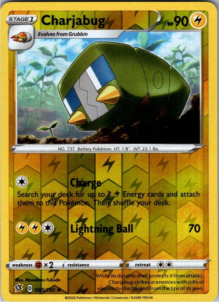 Charjabug 065/192 Uncommon Rebel Clash Pokemon Reverse Holo Lightly Played