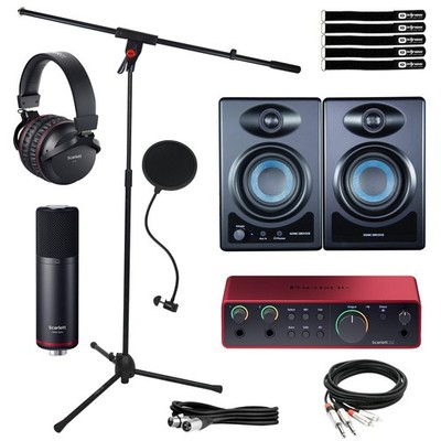 Focusrite Scarlett 2i2 Studio Audio Recording Interface Bundle w 3.5'' Monitor
