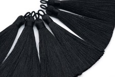 2 Pcs - Black Tassel Polyester 0.9CM Thickness Handcraft Tassels 3.54" / 9CM