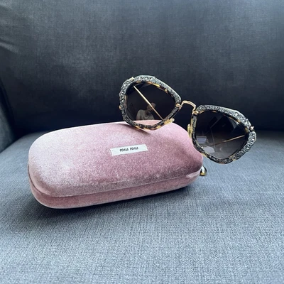 Miu Miu Women’s Oversized Round Tortoiseshell Sunglasses Brown Gradient Lenses - Image 1 of 4