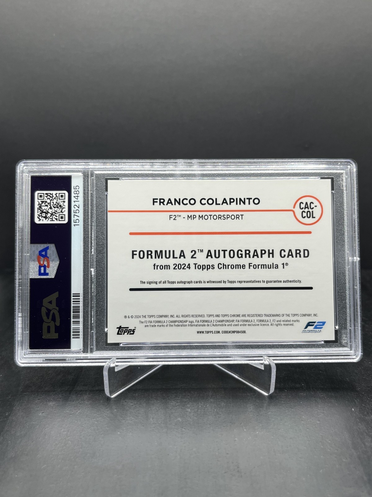 2024 Topps Chrome F1 Franco Colapinto Autograph Auto Gold 38/50 PSA 9 #CAC-COL view 2